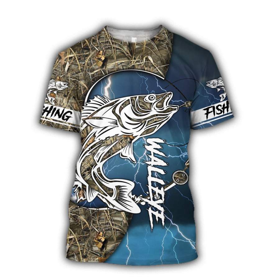 Walleye fishing camo fishing All over print shirts design for men and women – IPH901