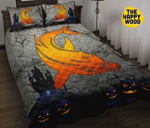 Dolphin Yellow Halloween Style Quilt Bed Set And Pillow Covers