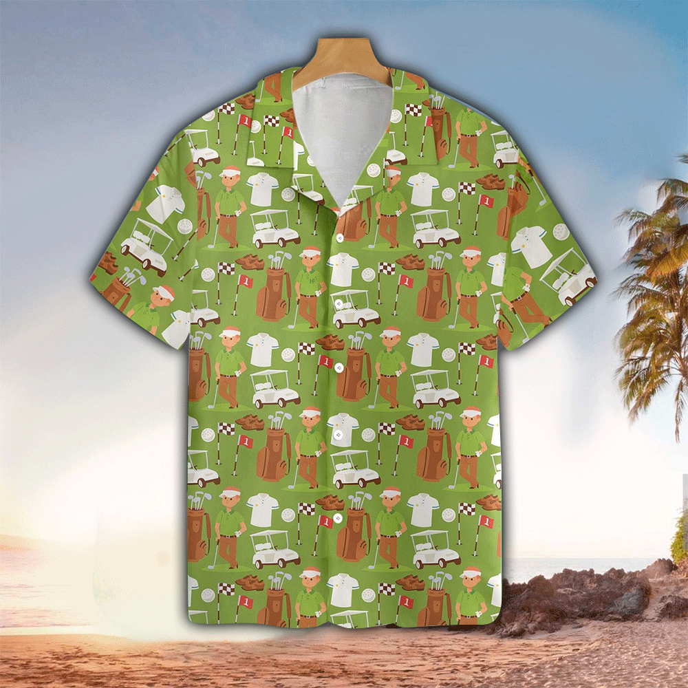 Golf Player Clothes And Accessories Illustration Hawaii Shirt Aloha Ha74441