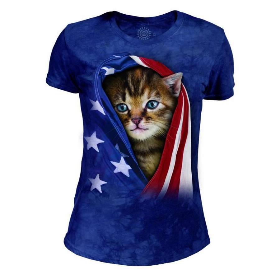 Patriotic Kitten – Women’s Tri-Blend T-Shirt