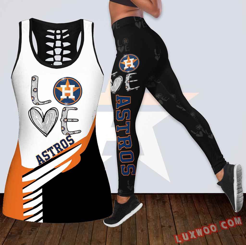 Combo Houston Astros Love Hollow Tanktop Legging Set Outfit K1881