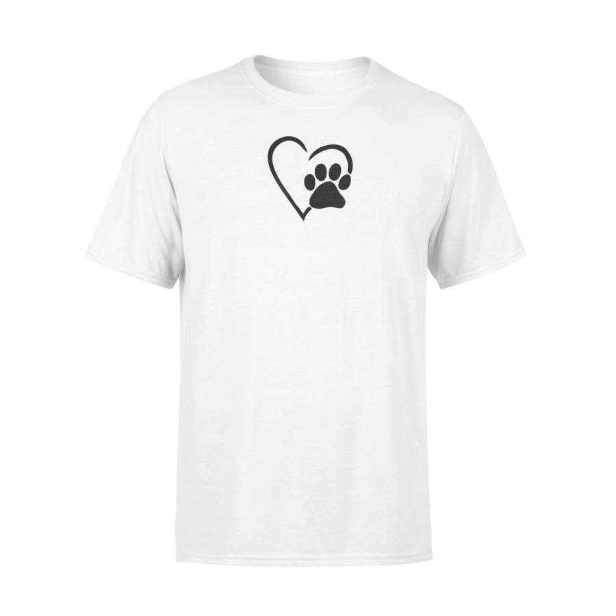 Dog Puppy – I Love Dogs Paw Print Heart Cute Women Men T Shirt