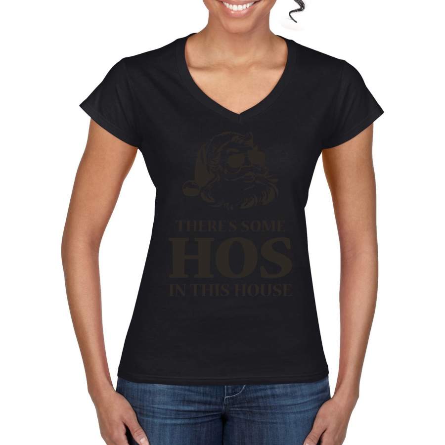 Theres some Hos in this House Ugly Christmas Sweater Women’s Standard V-Neck Tee