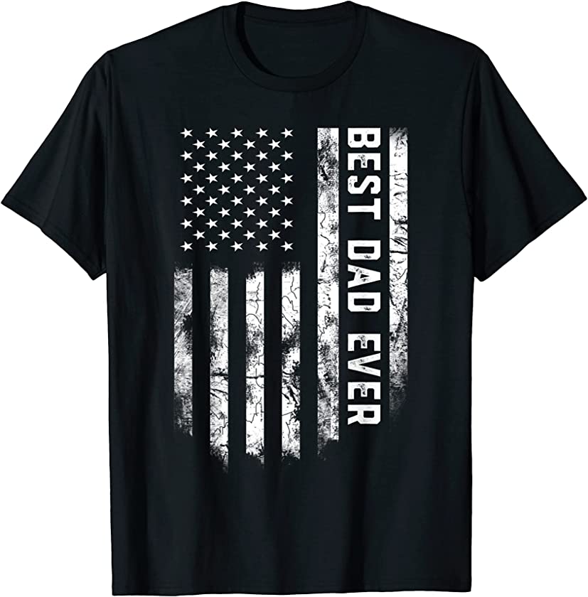 Best Dad Ever Vintage American Flag Father’s Day 4th Of July T-Shirt