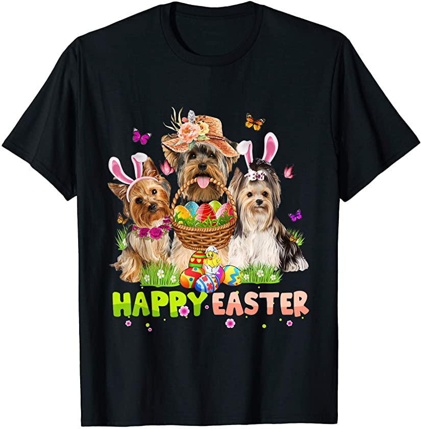 Cute Yorkie Happy Easter Day Bunny Yorkie Mom T-Shirt