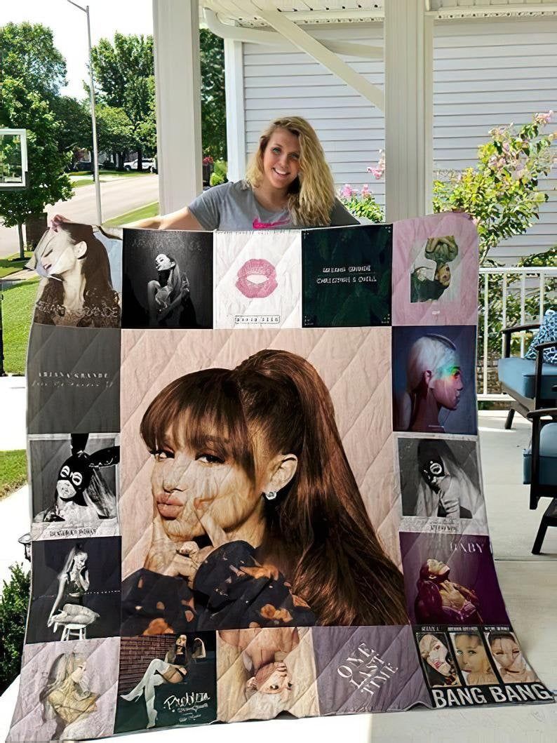 Ariana Grande Singer Albums Cover Fan Gift Idea Quilt Blanket