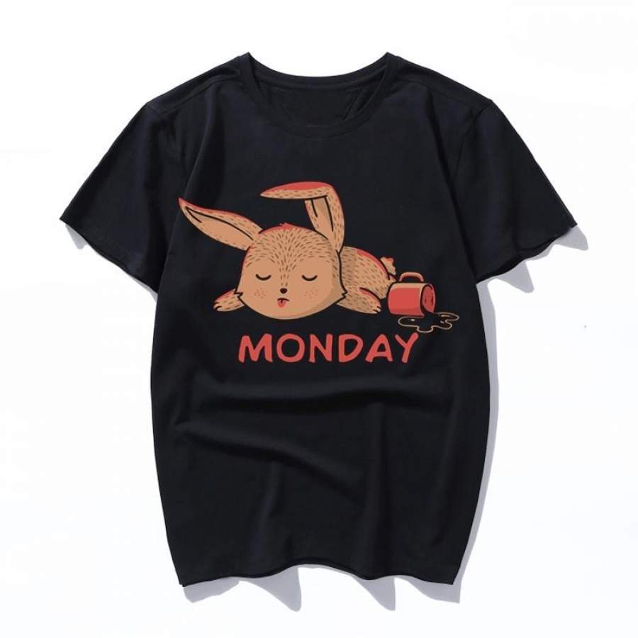 monday rabbit Top Quality Cotton funny women t shirt casual Unisex short sleeve print mens T-shirt Fashion cool T shirt for men