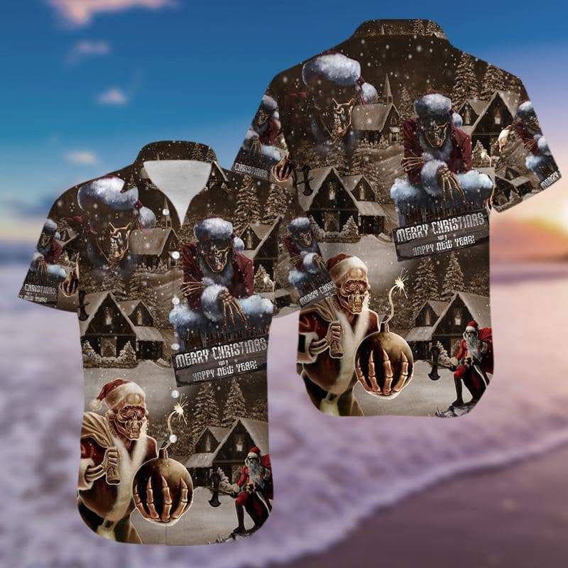 Hawaii Aloha Shirts Skull Santa Claus Merry Christmas And Happy New Year Ha36287