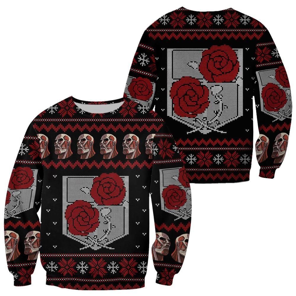 Attack On Titan Ugly Christmas Sweater Garrison Xmas Gift Custom Clothes Unisex Men Women