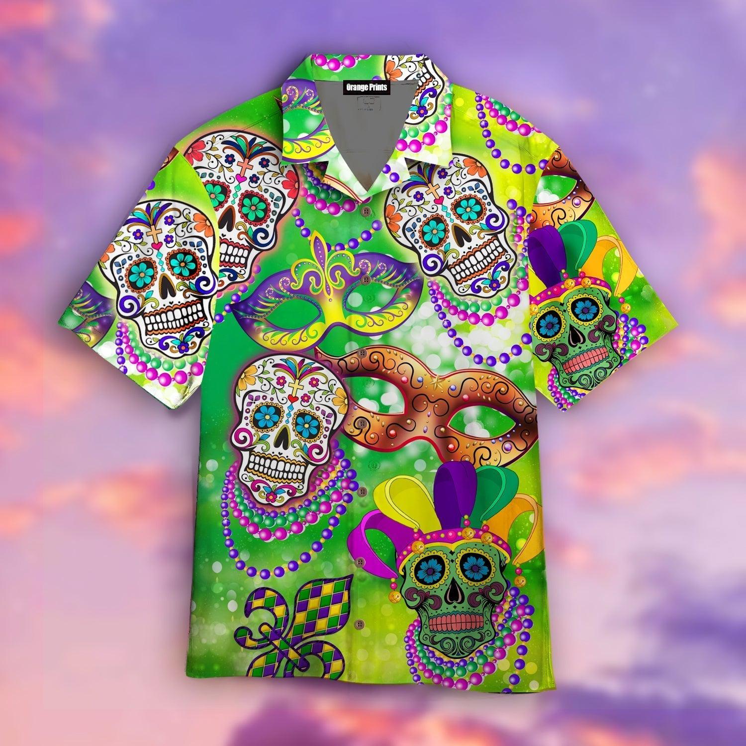 Amazing Sugar Skull Happy Mardi Gras Hawaii Shirt For Men And Women Ha84626