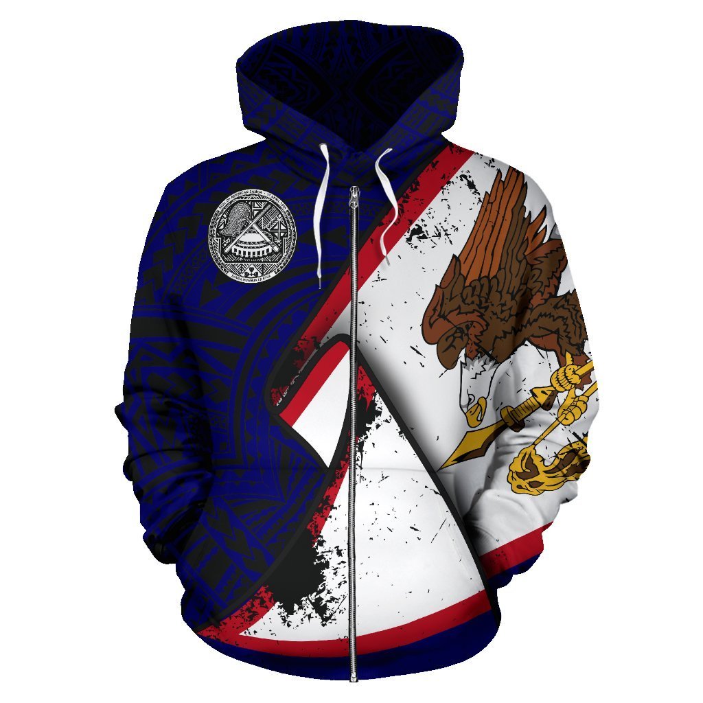 American Samoa Zipper Hoodie – American Samoa Seal Flag Grunge Style Special A7 1ST