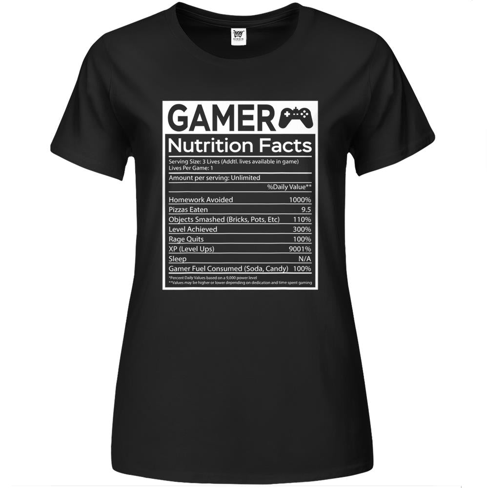 Nutritional Facts Shirt, Gamer Nutrition Facts Shirt, Blue Gamer Nutrition Facts Video Game Funny Shirt Premium Womens T Shirts