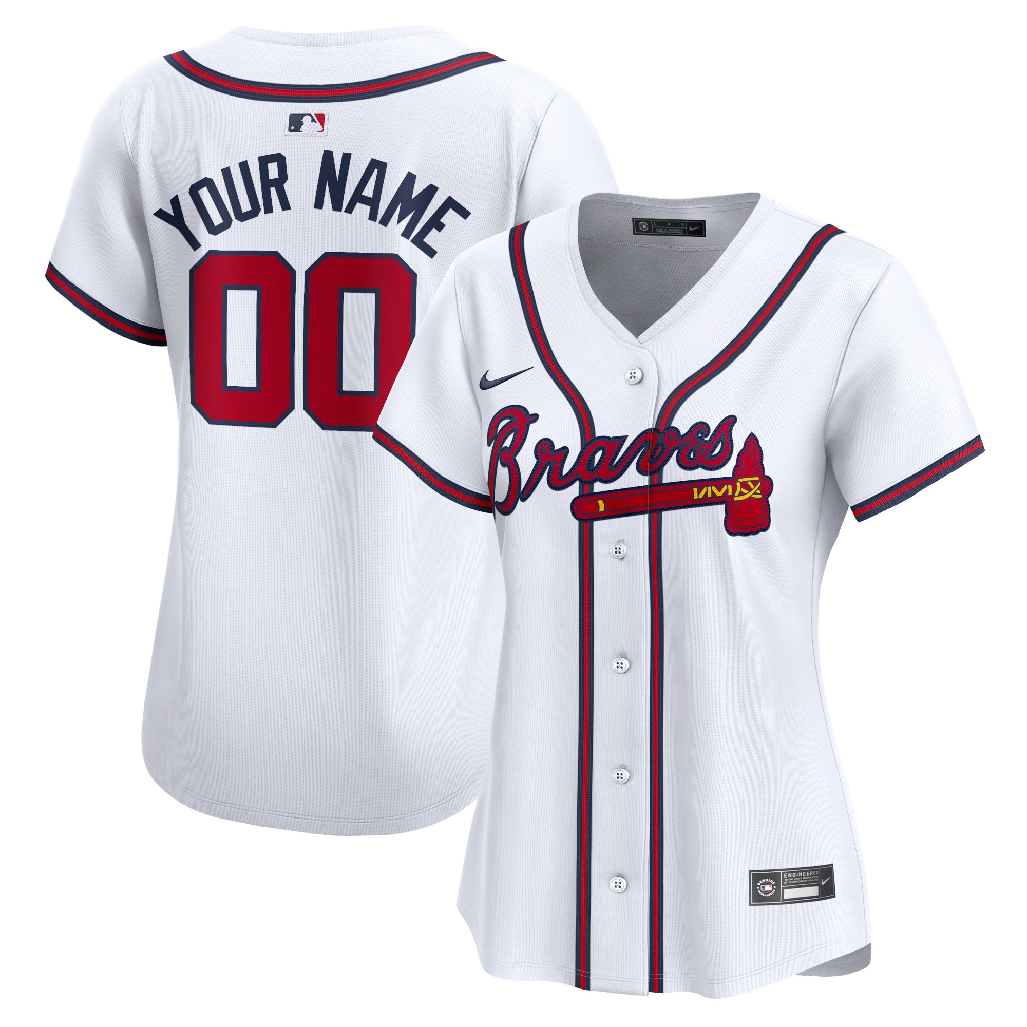 Atlanta Braves Women's Home Limited Custom Jersey – White