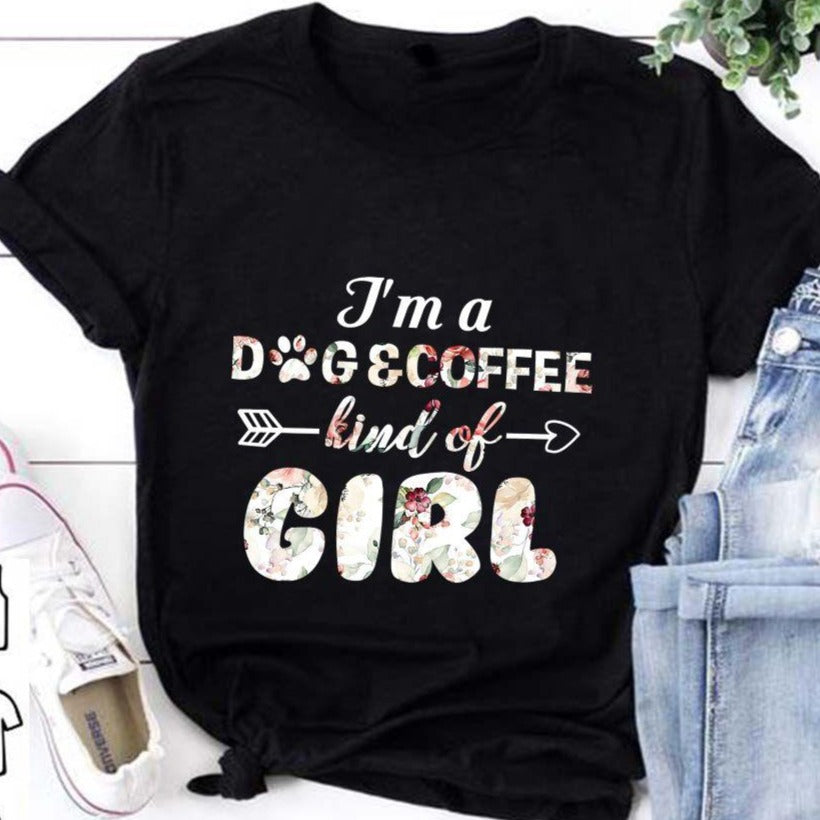 Kind of Girl Dog And Coffee Gift For Women Dog Lovers T shirt