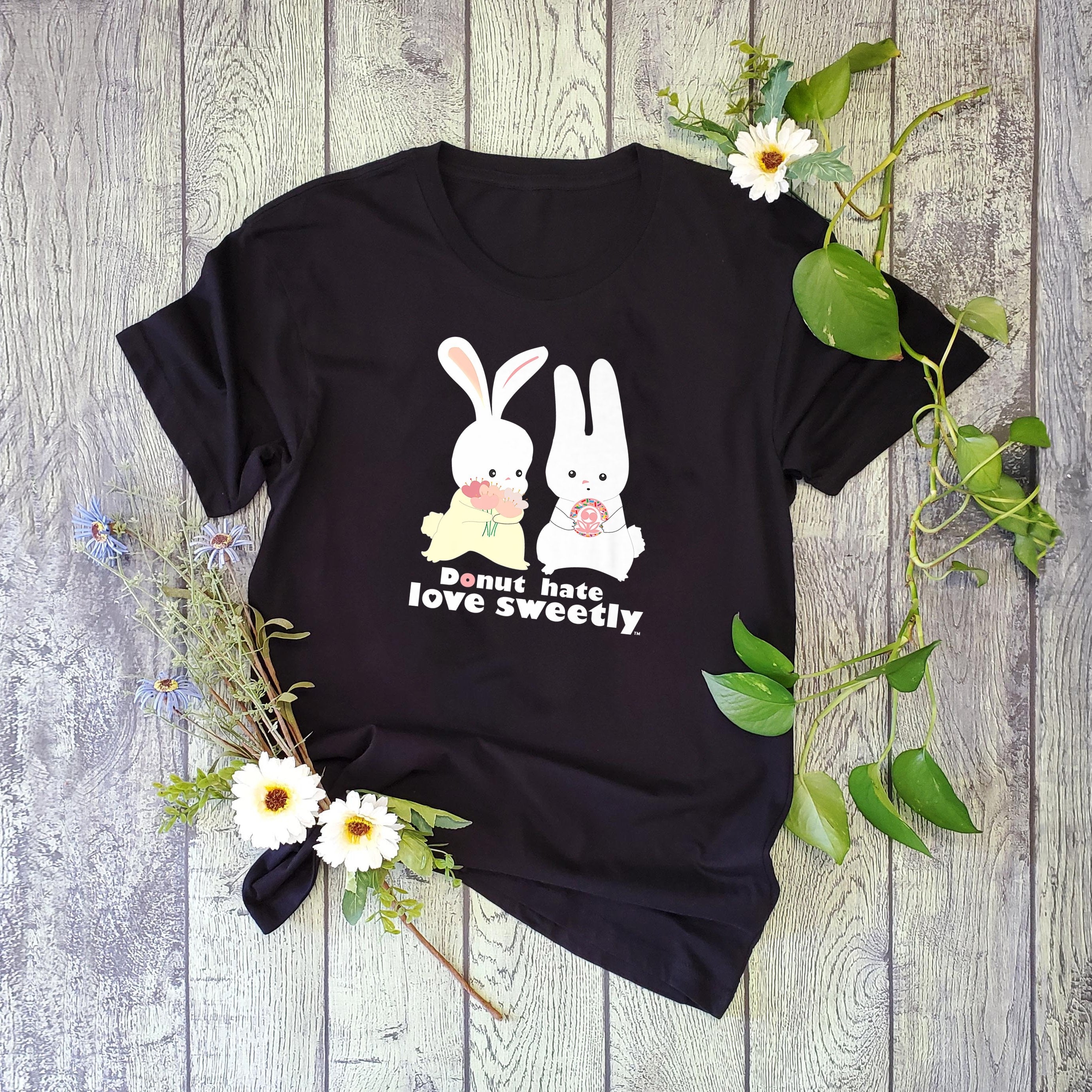 Bunny Donut Hate Love Sweetly Cute Bunny Couples Gifts, Valentine Gifts Graphic Unisex T Shirt, Sweatshirt, Hoodie Size S – 5XL