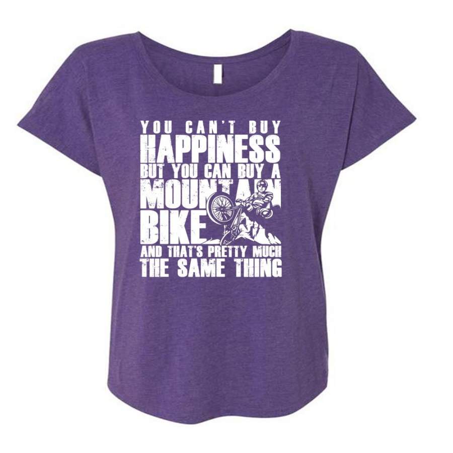 You Can Buy A Mountain Bike T Shirt, You Can’t Buy Happiness T Shirt, Cool Shirt (Ladies’ Triblend Dolman Sleeve)