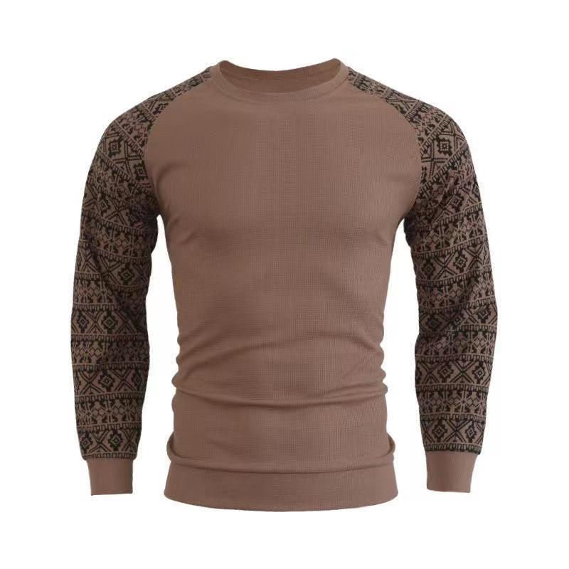 Autumn/Winter Men’s O-Neck Sweater Men’s Knit Pullover Long Sleeve Jacquard Knitted Waffle Slim Fit Casual Top 2022 alx