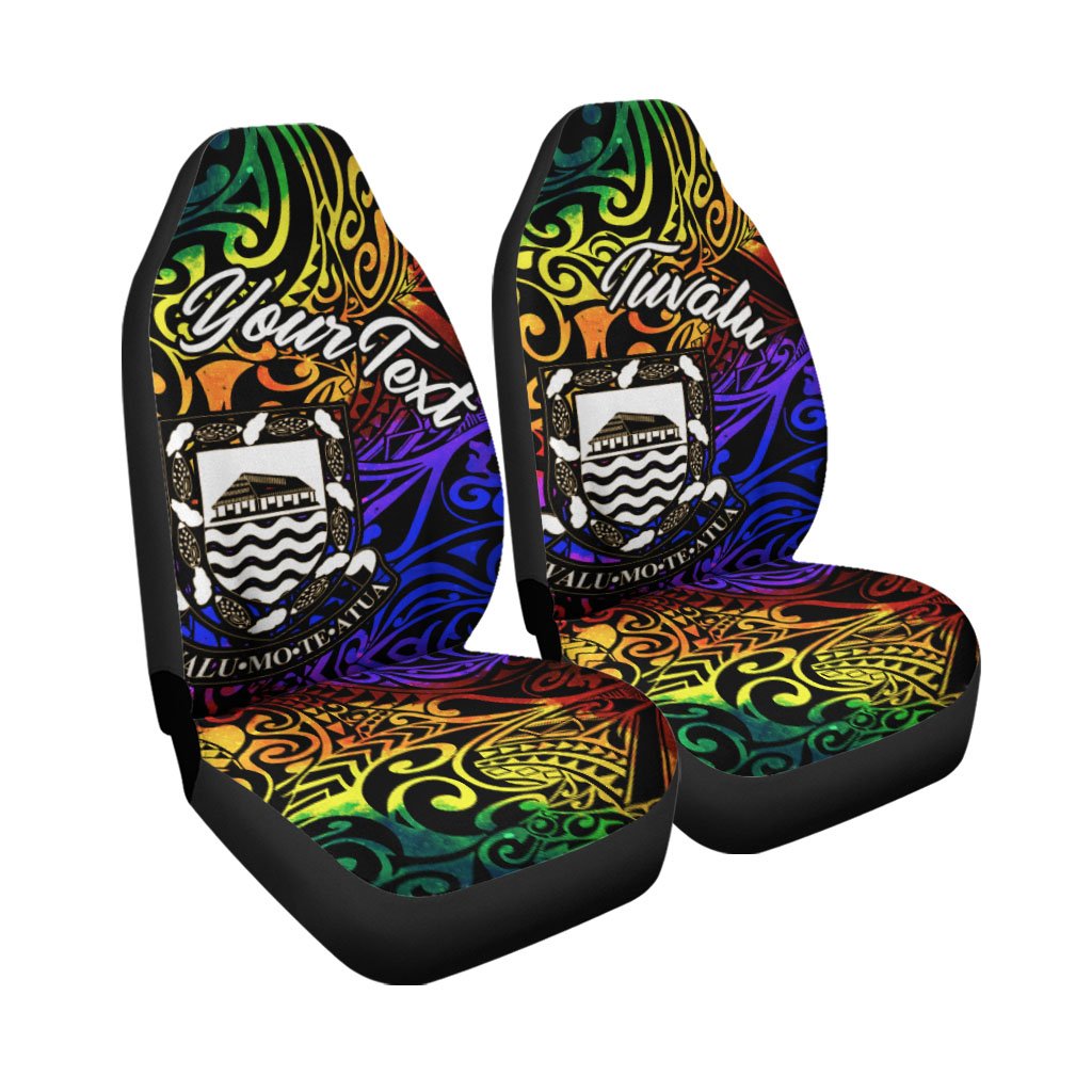 Tuvalu Custom Personalised Car Seat Covers – Rainbow Polynesian Pattern – BN11