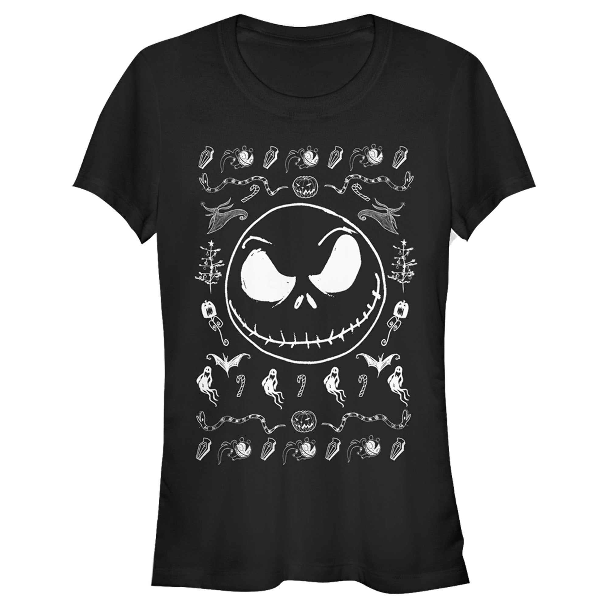 Junior’S The Nightmare Before Christmas Halloween Jack Skellington Sweater Print T-Shirt