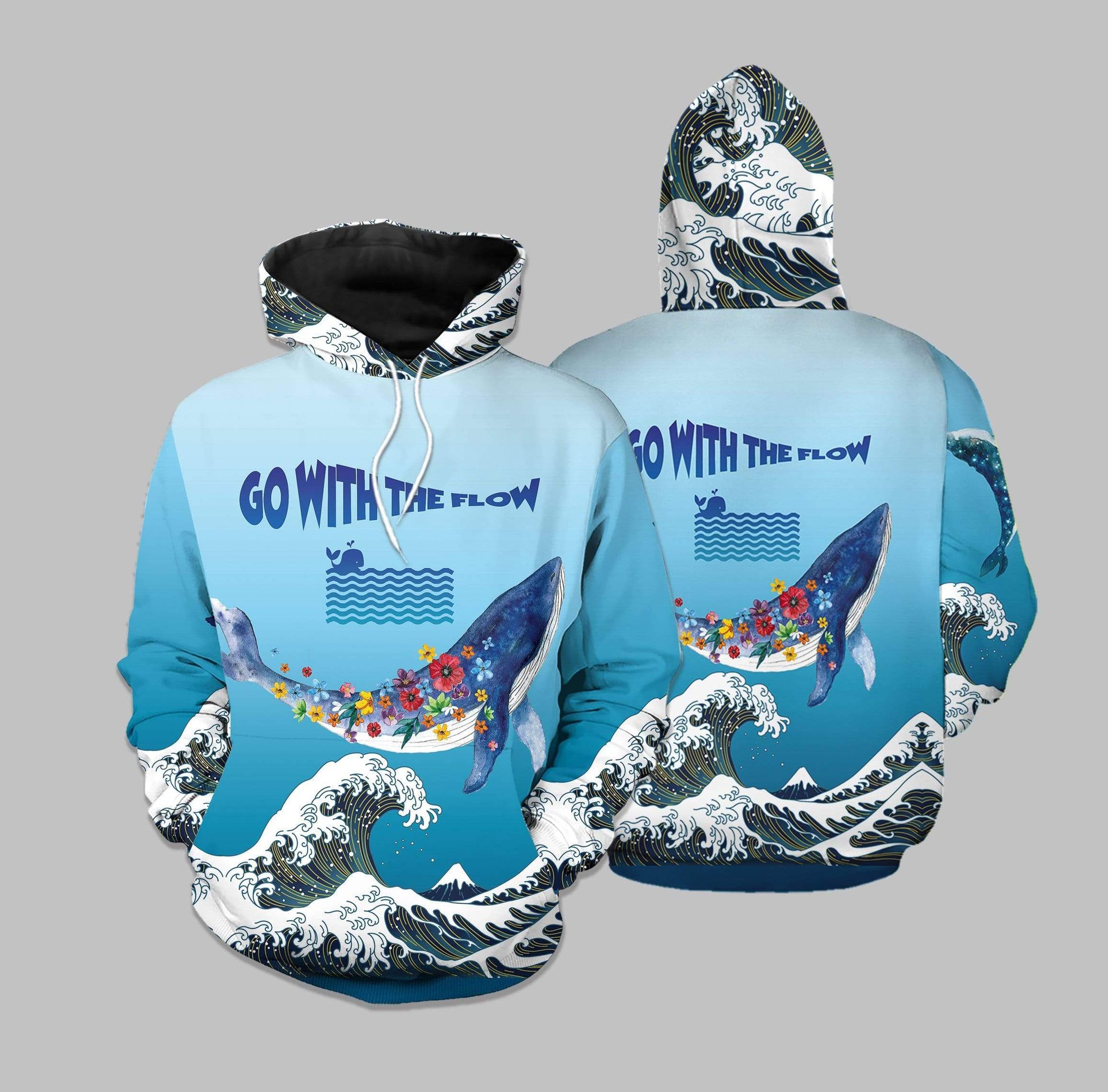 Go With The Flow Whale Hoodie 3D