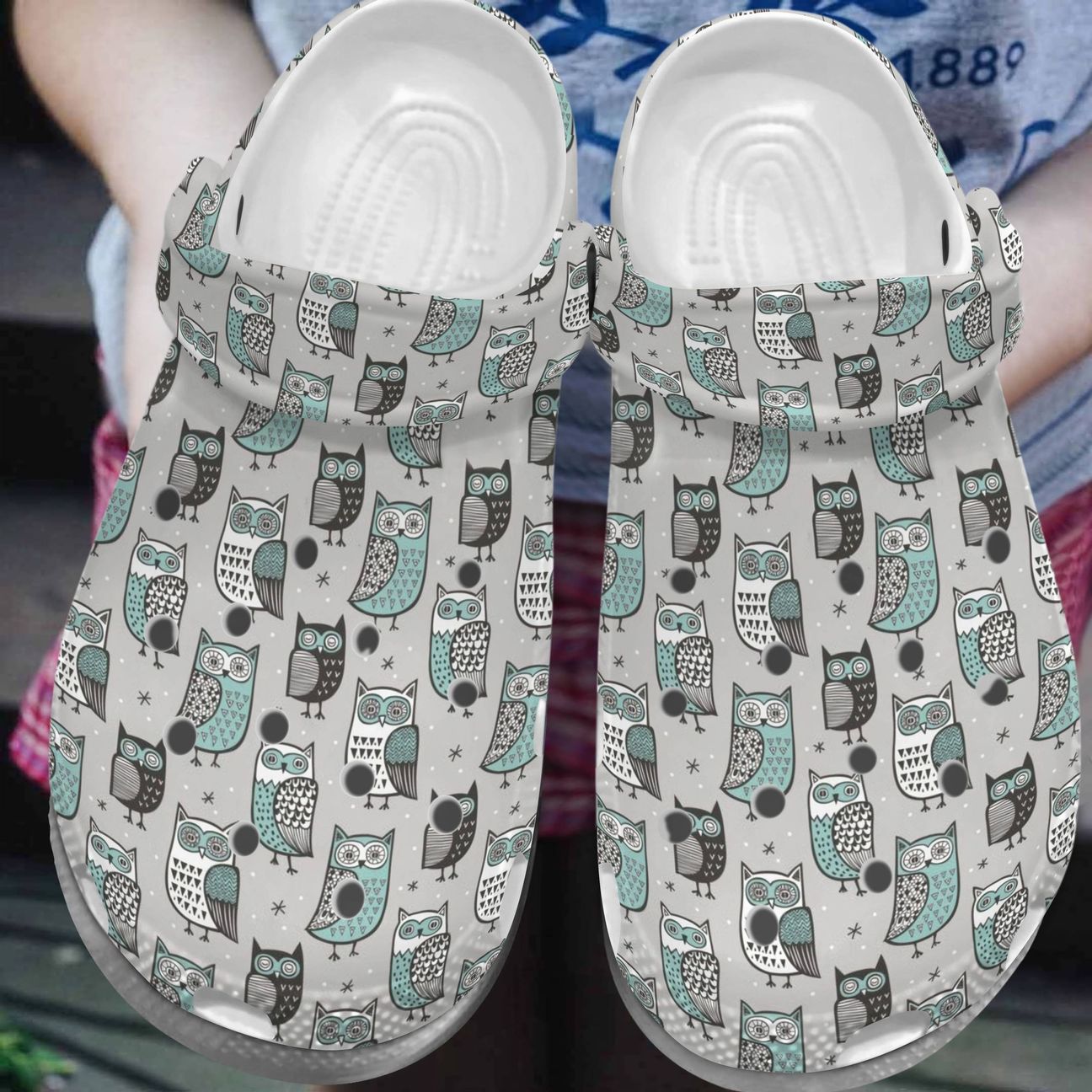 Owl Personalize Clog, Custom Name, Text, Fashion Style For Women, Men, Kid, Print 3D Gray Vintage Pattern