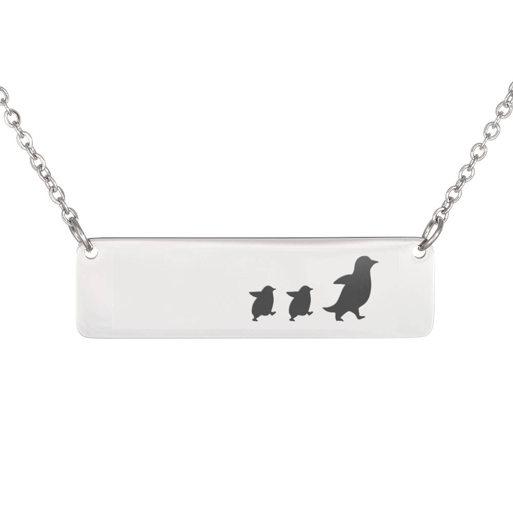 Personalized Mama Penguin + 2 Babies Necklace