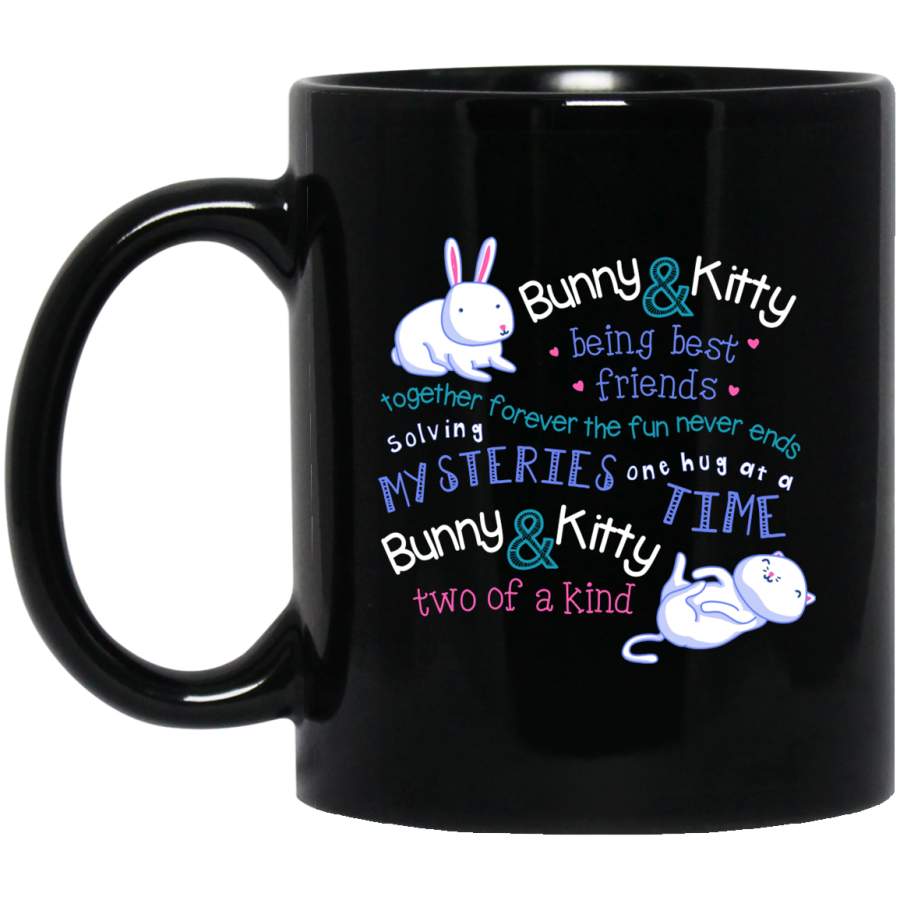 Bunny Kitty Being Best Friends Mug 11 oz 15 oz Black Mug