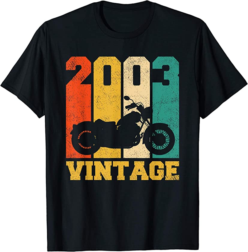 18 Years Old Gifts Vintage 2003 Motorcycle 18th Birthday T-Shirt