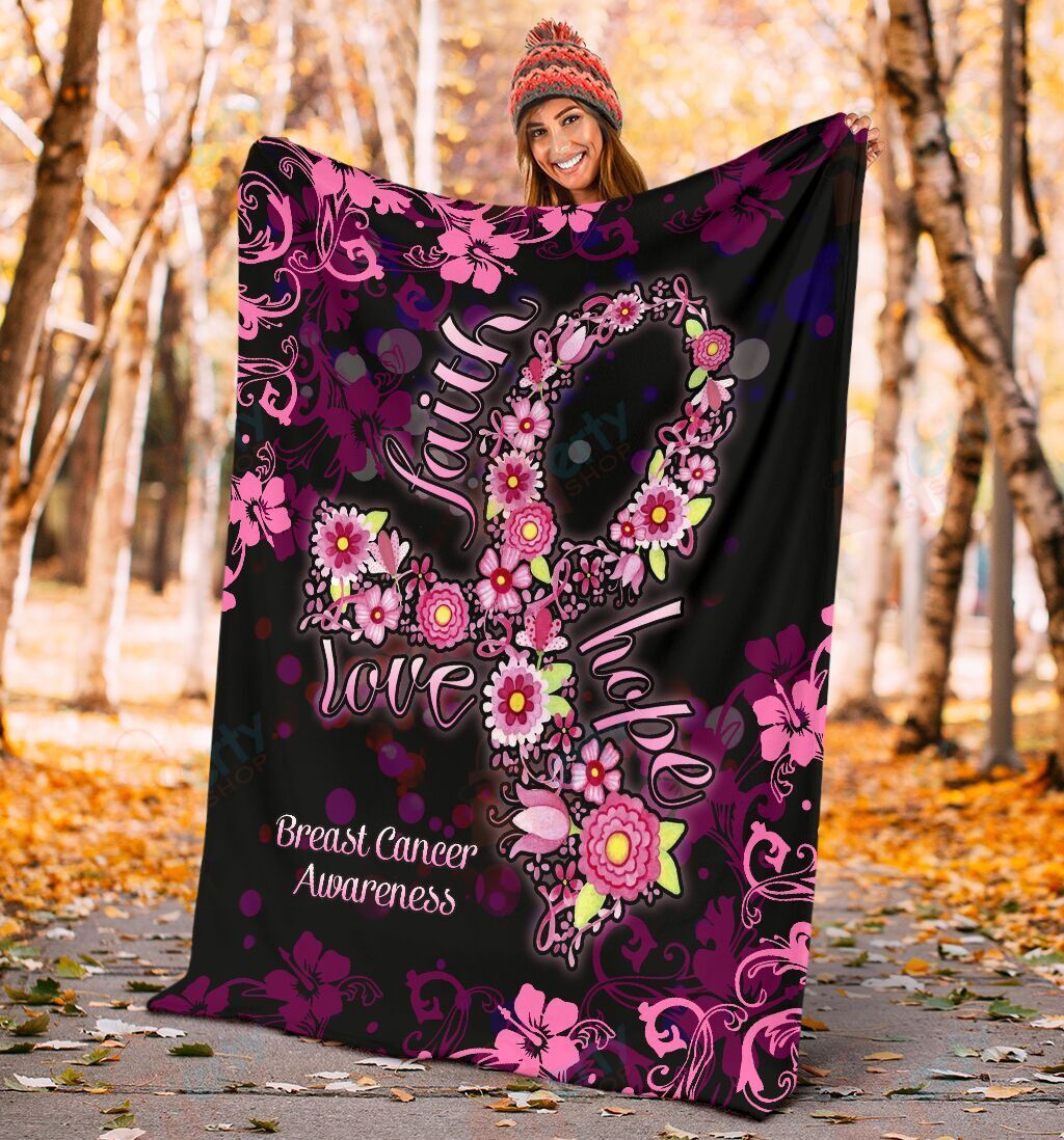 BREAST CANCER FLOURISH WT1001HP PREMIUM BLANKET