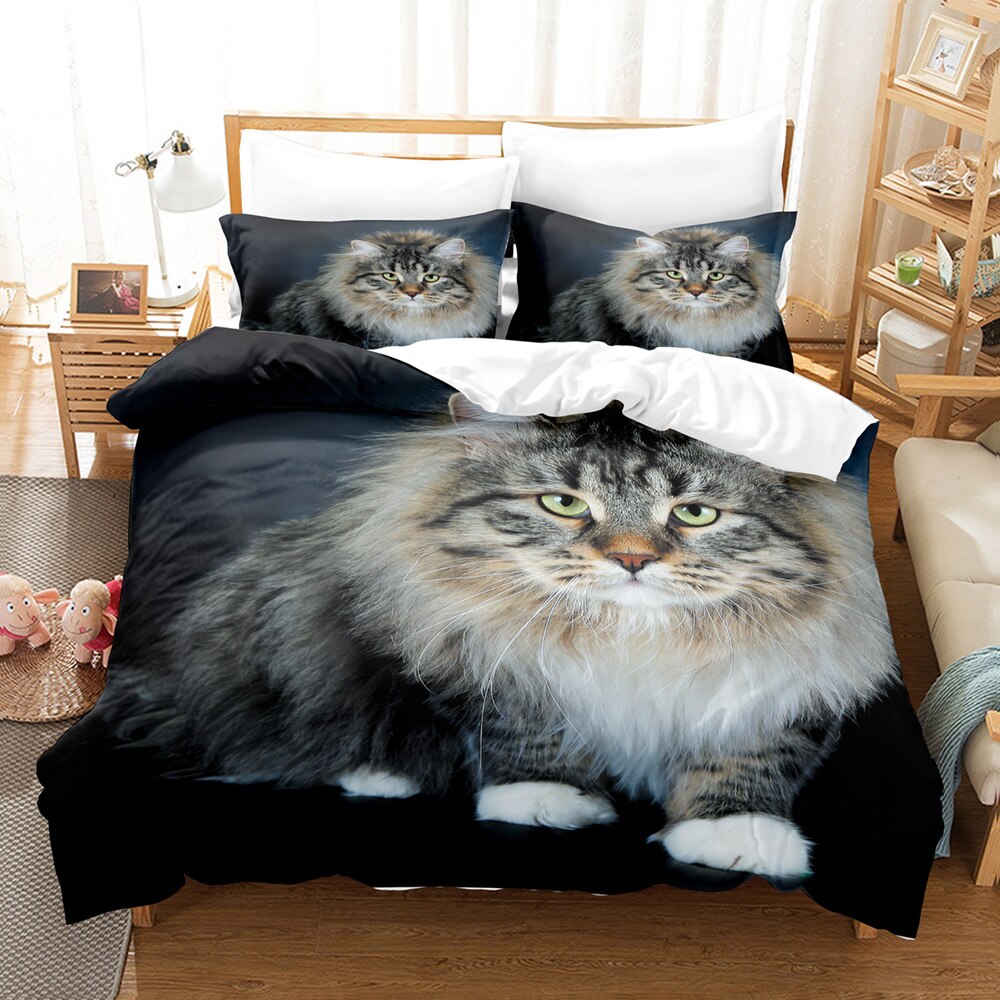 3D Digital Printing Cute Kitten Bedding Set For Bedroom Soft Bedspreads Comefortable Duvet Cover Quality Cover Pillowcase