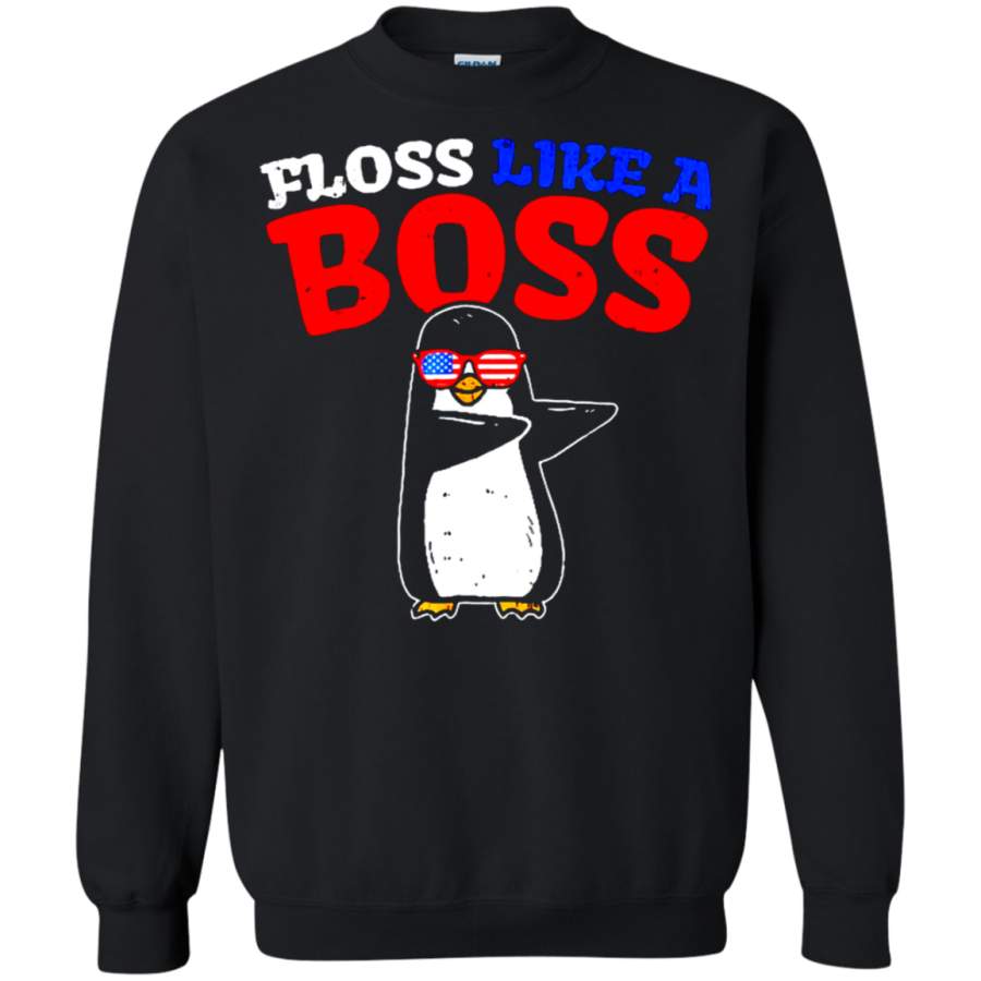 AGR Floss Like A Boss Dance Penguin Flossing 4th Of July Sweatshirt