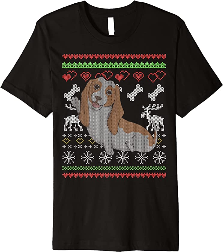 Basset Hound Dog Santa Claus Ugly Christmas Pattern X-Mas Premium T-Shirt