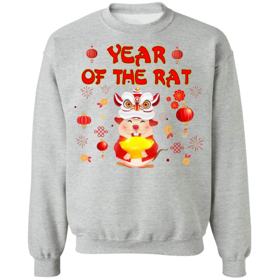 2020 Year of The Rat Lunar Happy New Year Lion Dance Husband Wife Fiance Fiancee Boyfriend Girlfriend New Year 2020 Gifts Crewneck Pullover Sweatshirt