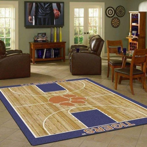 Clemson Tigers Area Rug Living Room Rug Home Decor Basketball Court Ofd 19120612