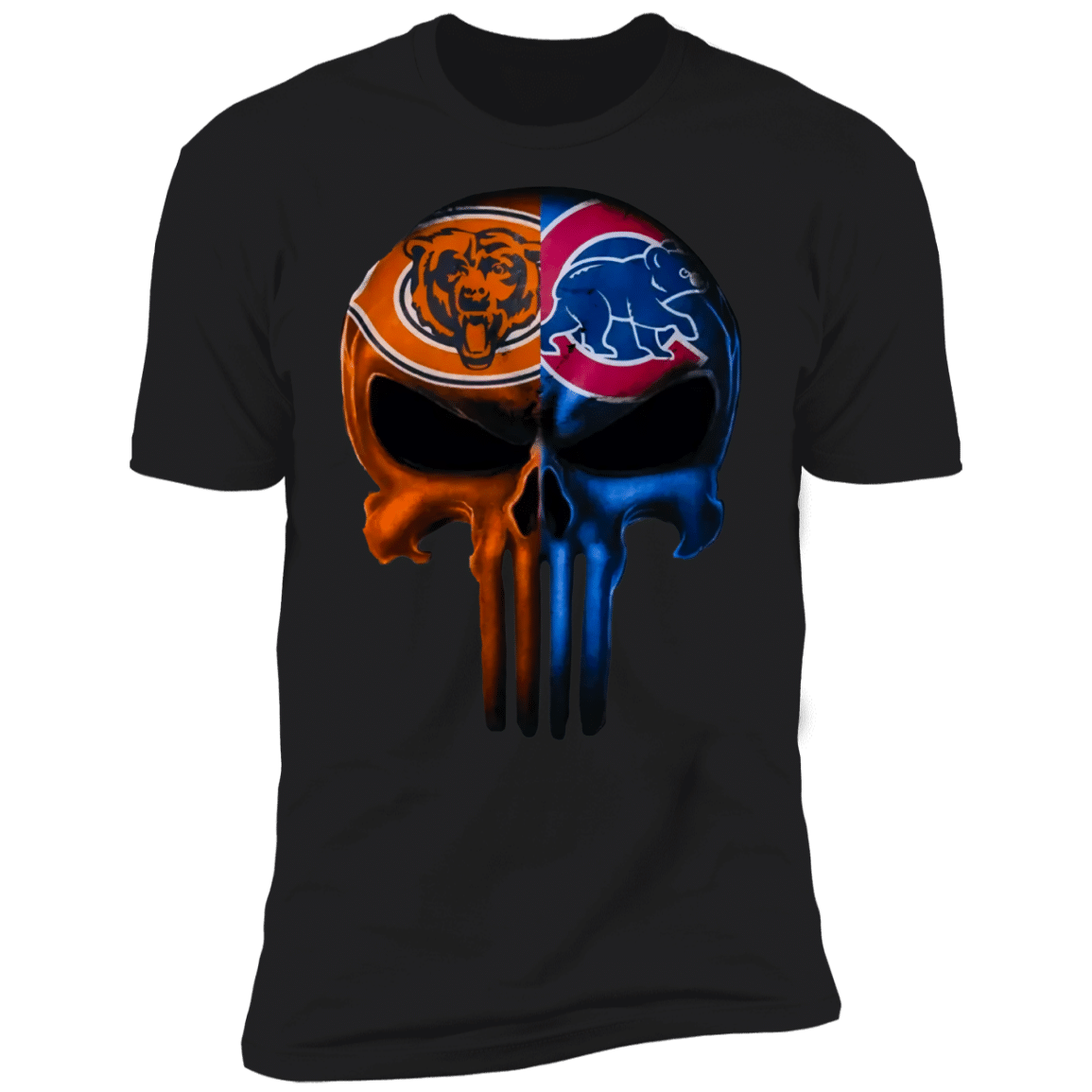 Punisher Skull Chicago Bears And Chicago Cubs Funny Sports Fans Men’S Premium T-Shirt