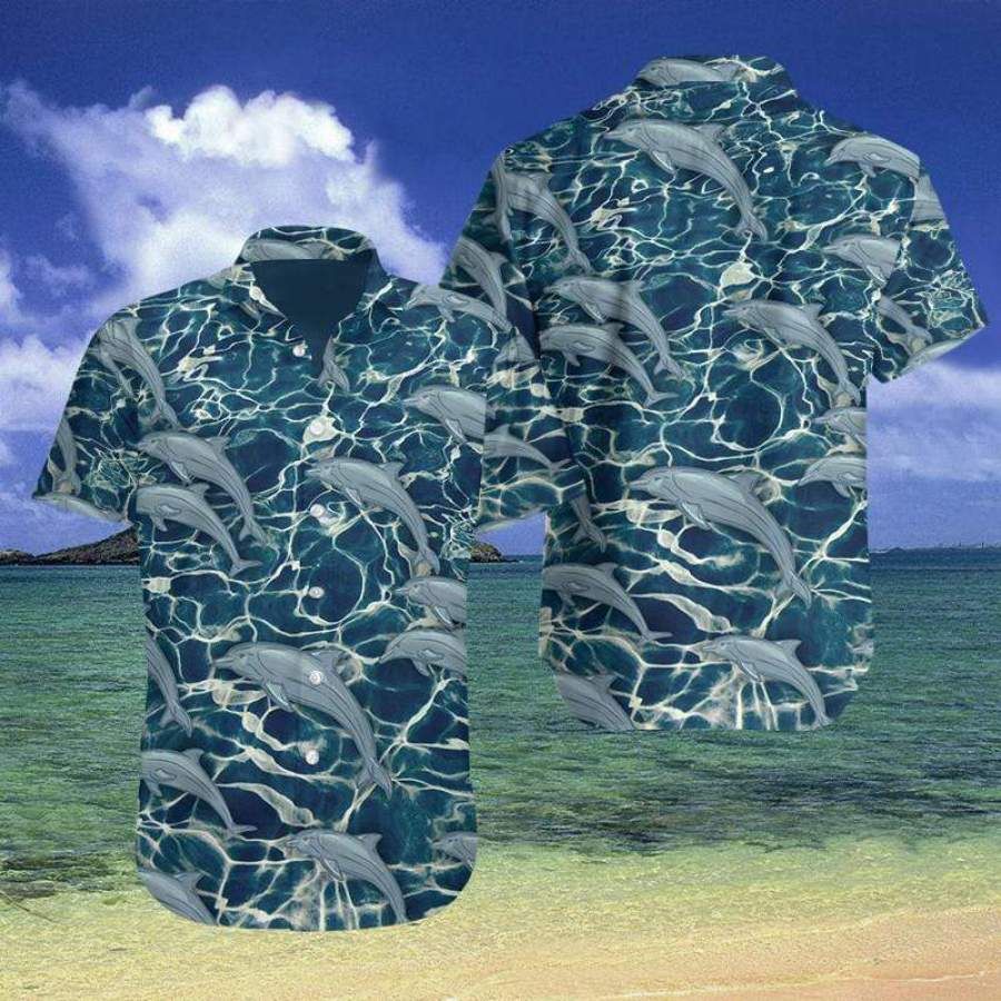 Cool Ocean Dolphin Lover Tropical Hawaiian Aloha Shirts Aloha Shirtss 3D #2808H