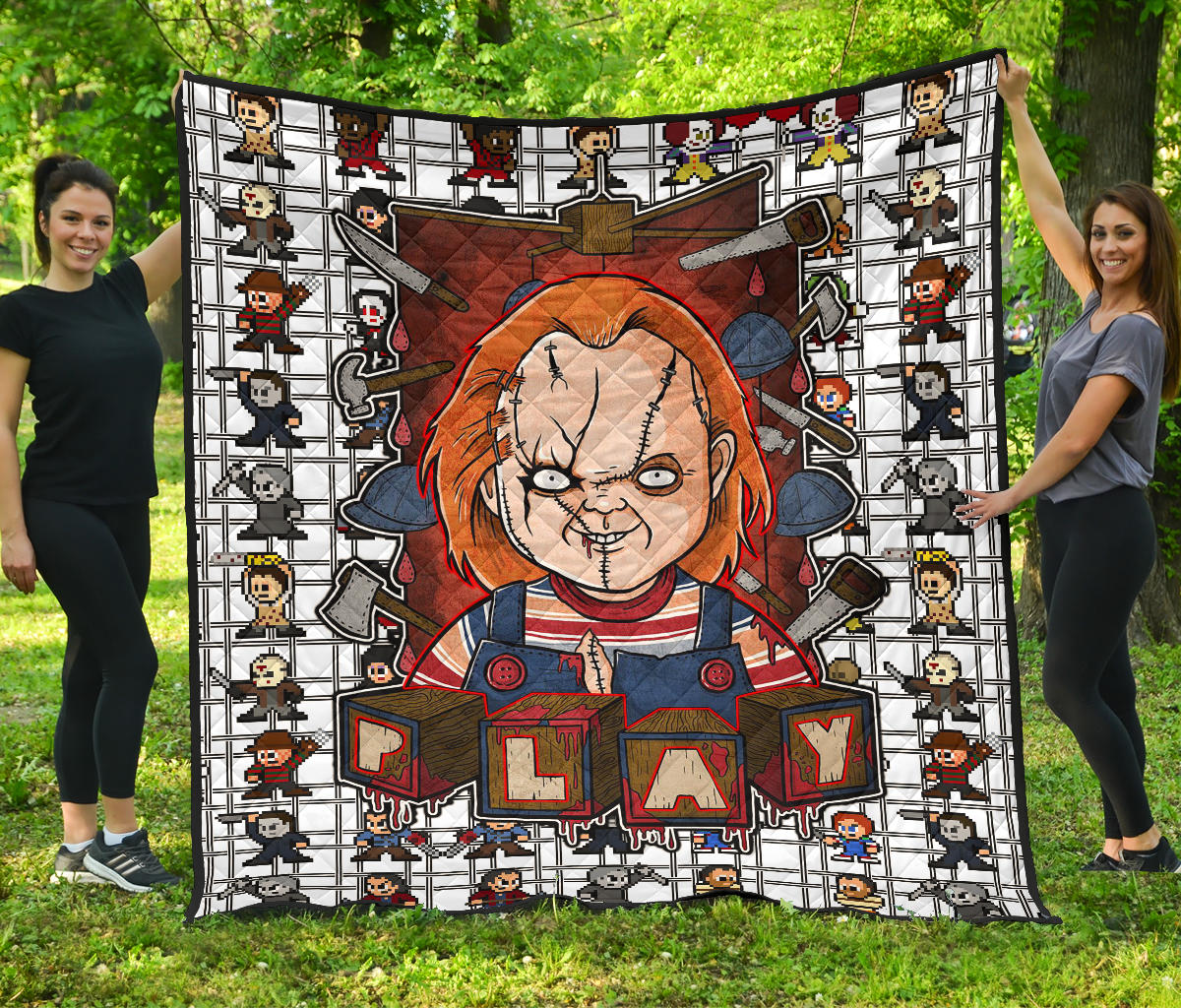 Horror Movie Premium Quilt | Chucky Wanna Play Horror Characters Game Mode Patterns Quilt Blanket Nt090301