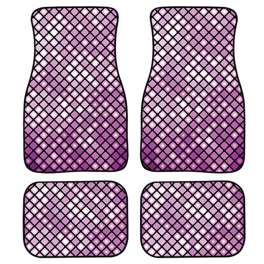 Purple Disco Lights Pattern Print Front And Back Car Floor Mats, Front Car Mat