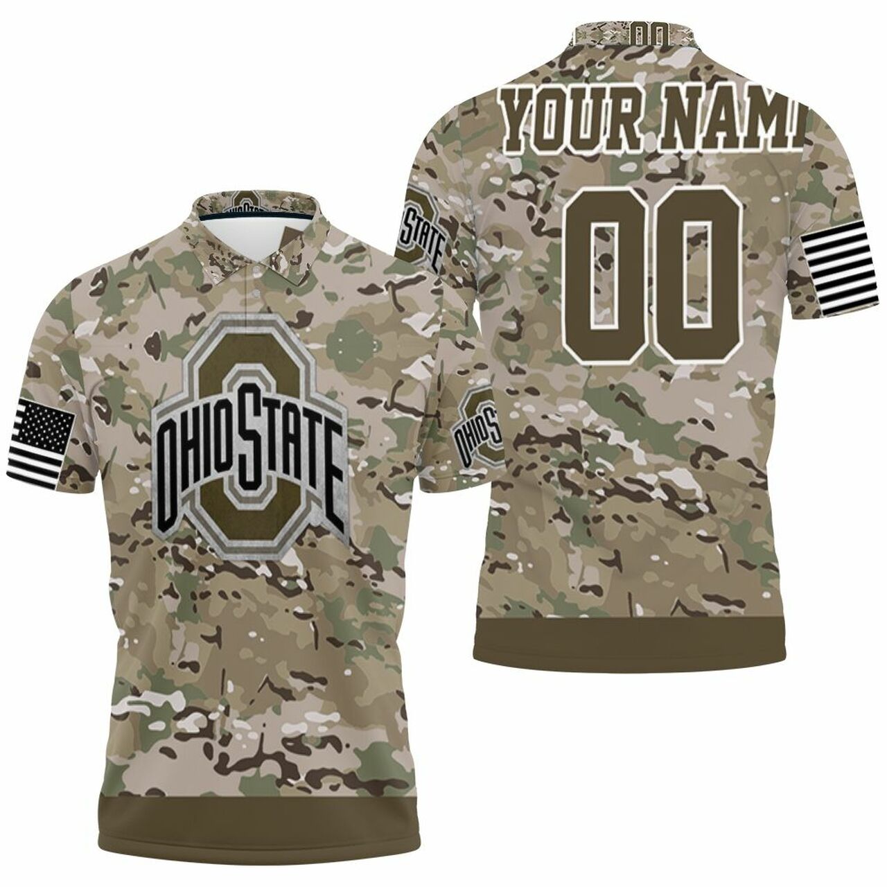 Ohio State Buckeyes Camouflage Veteran Personalized Polo Shirt Model A32262