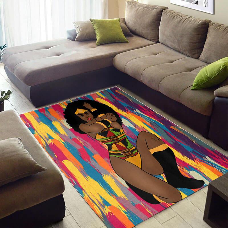 Trendy African American Rug Fancy African Style Afro Lady African Design Floor Carpet African Living Room Decor WBG4142