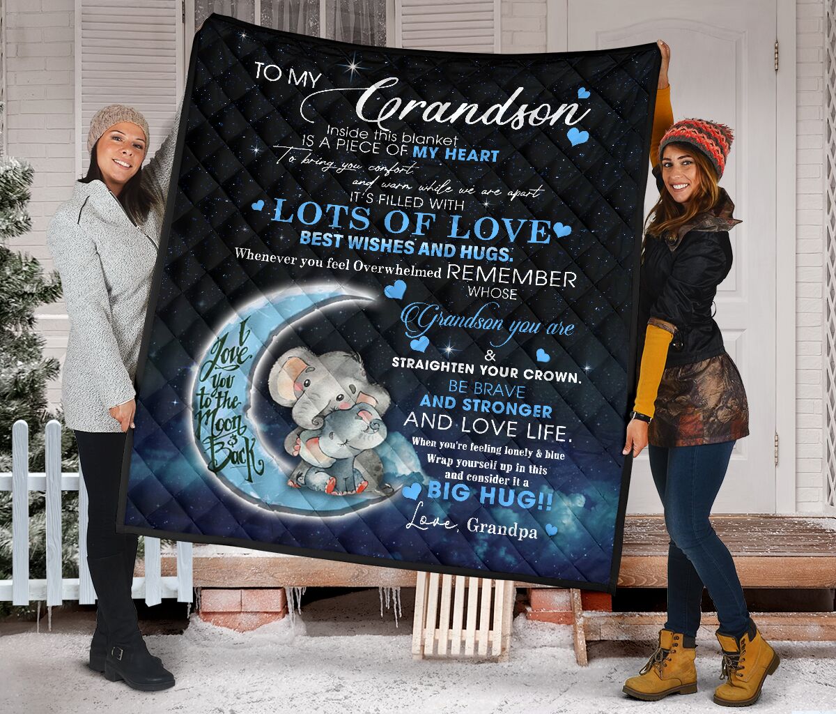 To My Grandson From grandpa Elephant Fleece Blanket