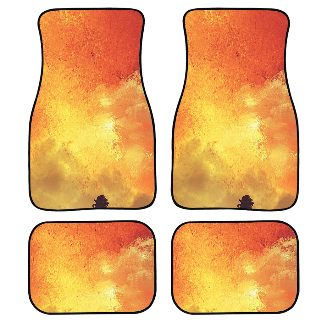 Brave Firefighter With Axe Print Front And Back Car Floor Mats, Front Car Mat