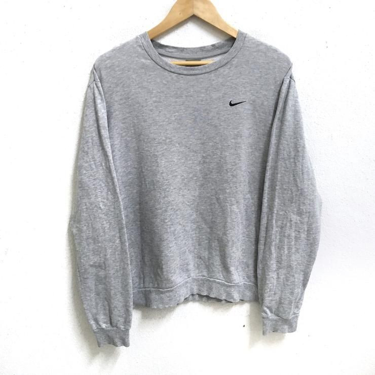 Rare Swoosh Petit Logo Broderie Couleur Gris Collier Ras Du Cou Pulls Pull Pull Grande Taille Shirt