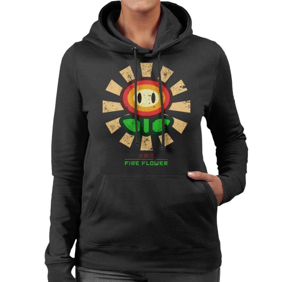 Fire Flower Retro Japanese Super Mario Women’s Hooded Sweatshirt