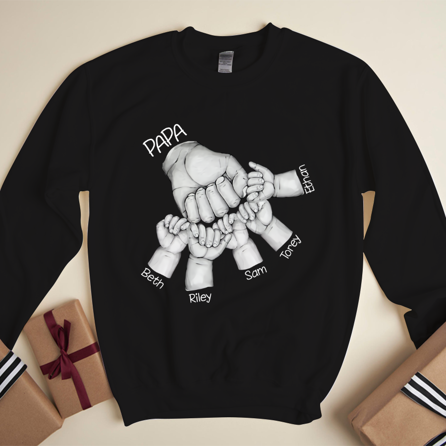 Papa And Grandkids Hands Art Sweatshirt