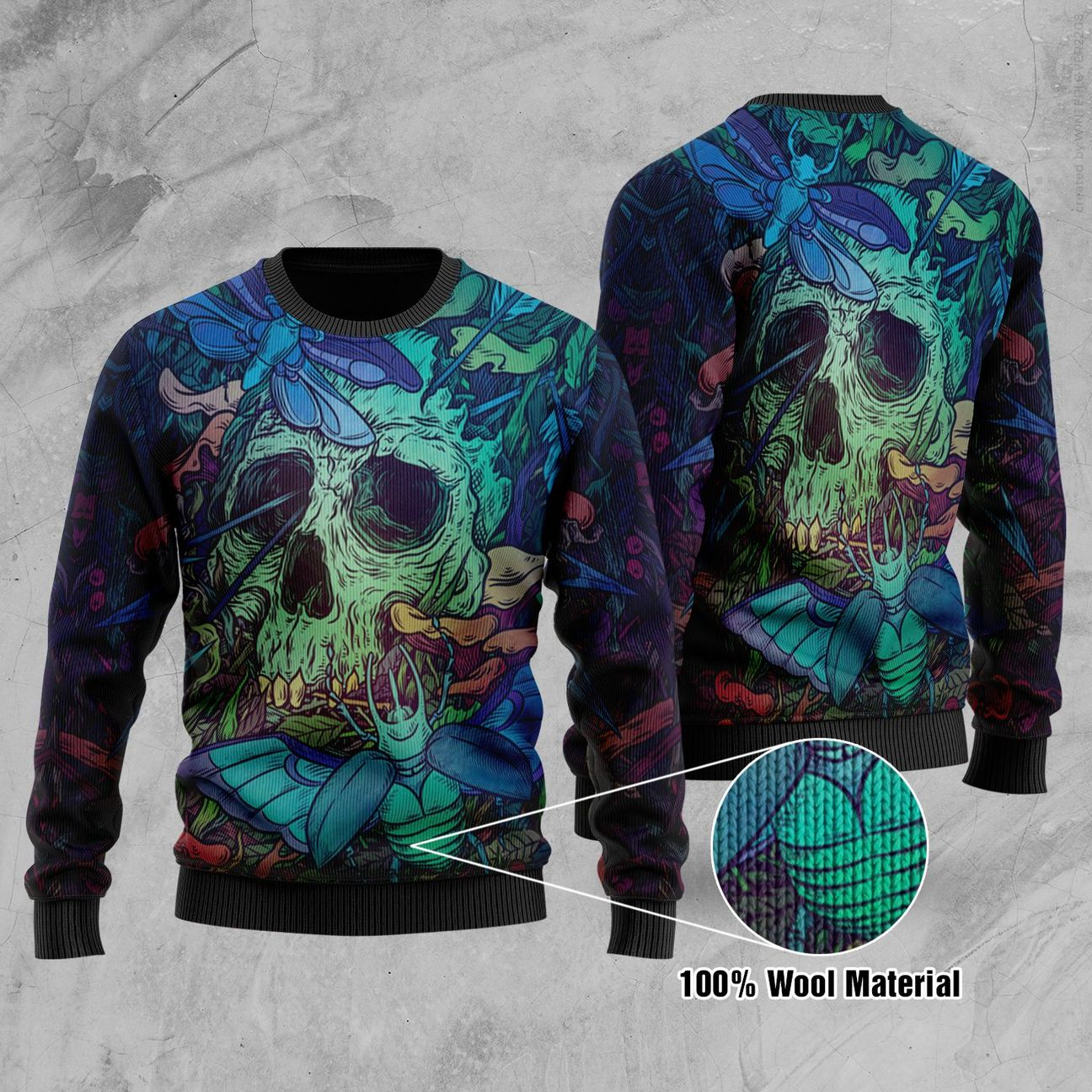 Skull Wool Ugly Christmas Sweater | Unisex | Adult |  Us1033