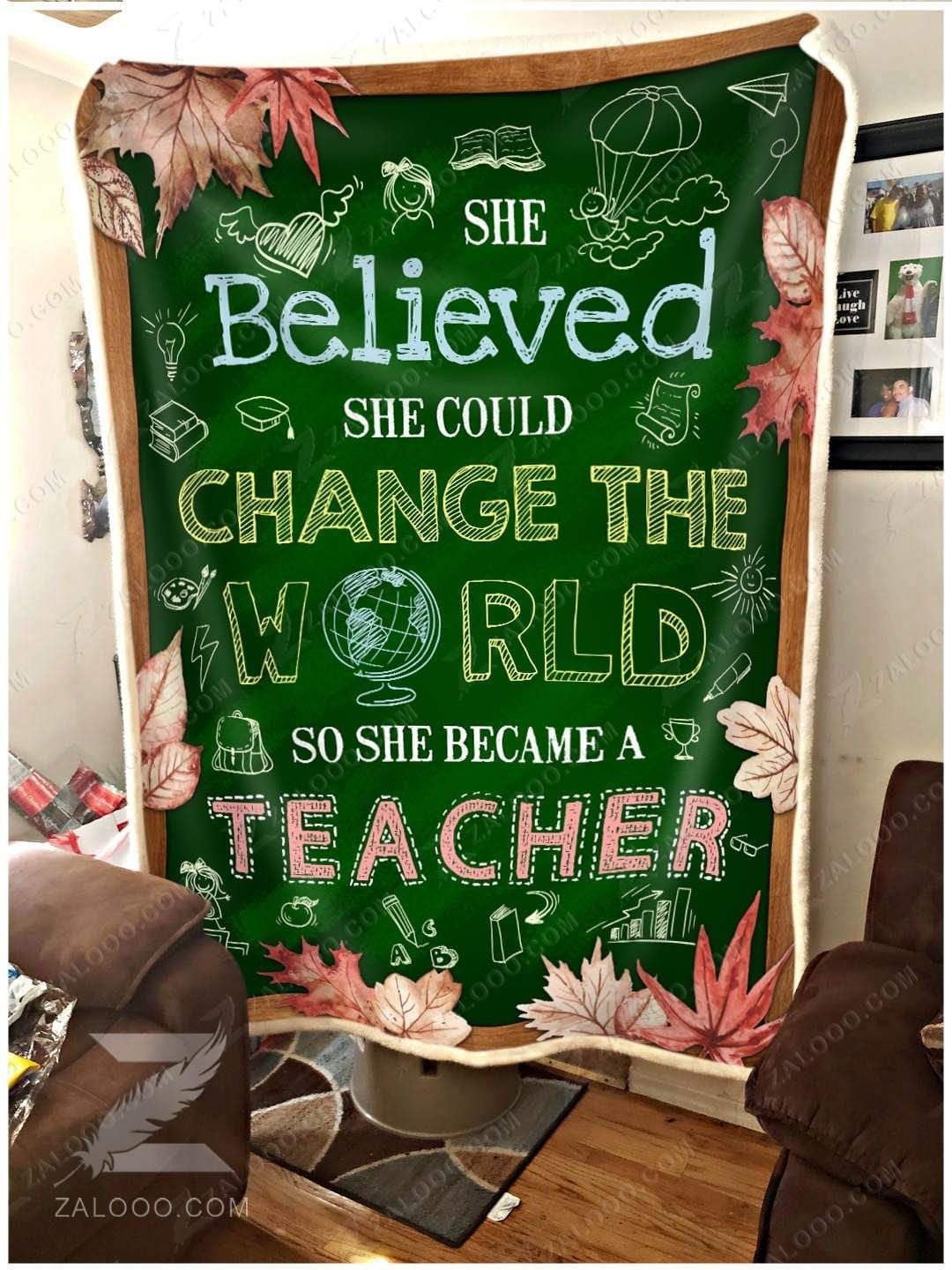 – Fleece Blanket – Teacher – She Believes