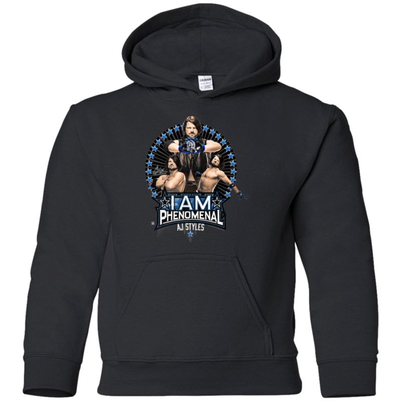 Wwe I Am Phenomenal Aj Styles Photo Collage Premium Shirt G185b Gildan Youth Pullover Hoodie