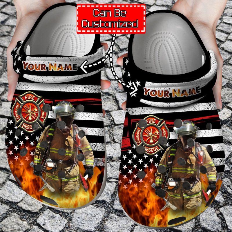 American Firefighter Fire Rescue Fireman clog Shoes Custom