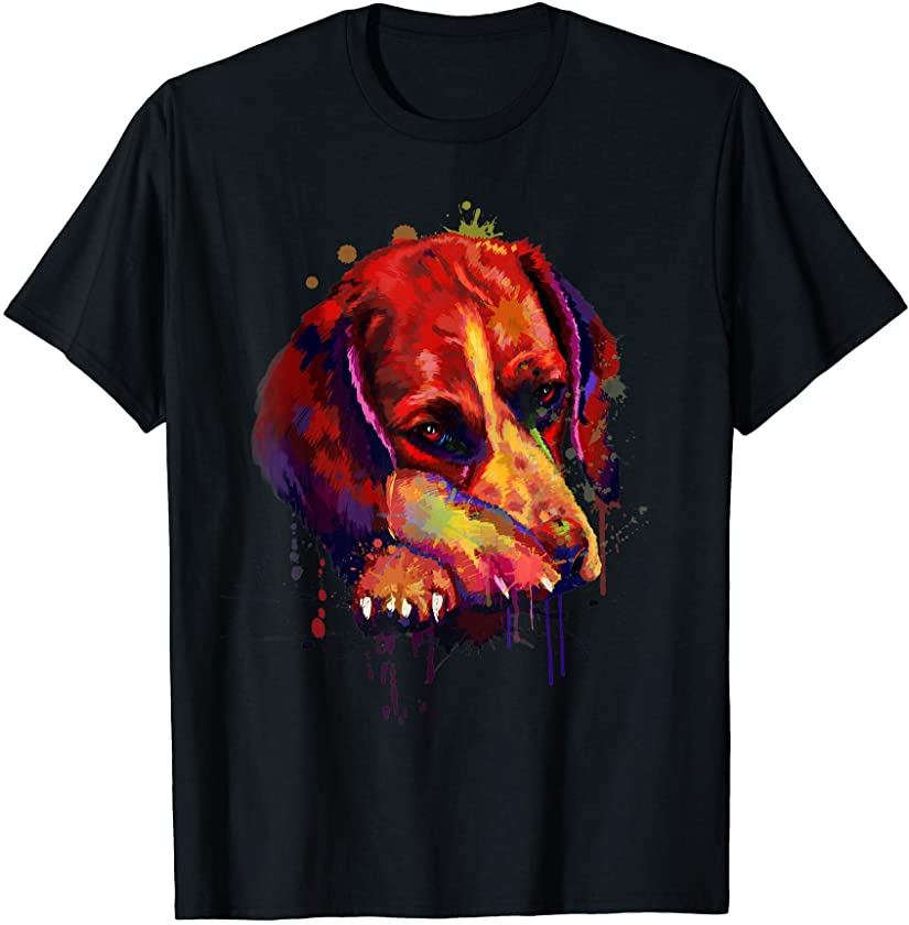 Colorful Beagle Hand Drawn Dog Puppy Lover Painting Gift T-Shirt